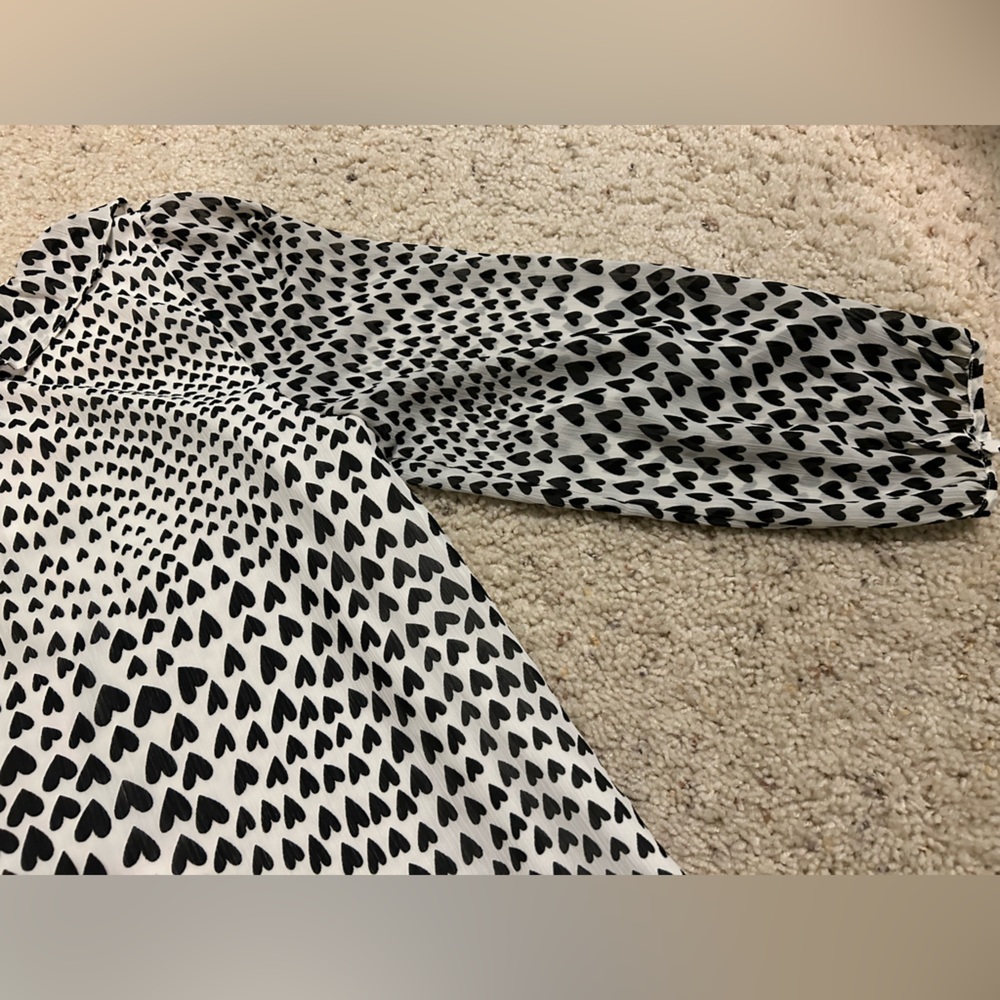 J. Crew Black and White Ruffle Heart Patterned Blouse - Picture 11 of 11